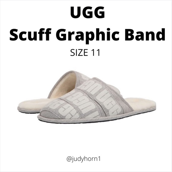 FATHER'S DAY SHOPPING " CLOSET SAMPLE"UGG Size 11 Men’s Scuff Graphic Band Grey" - Picture 1 of 11